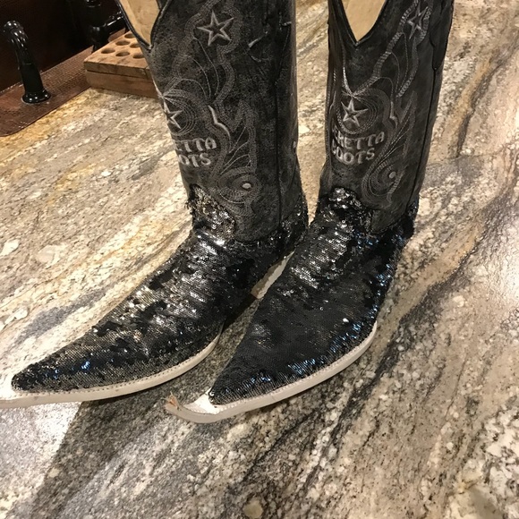 Silver Sequin Mexican Dancing Boots - Picture 2 of 5